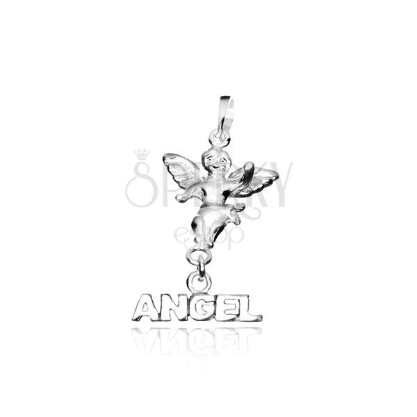 Ciondolo d'argento 925 - piccolo angioletto con scritta ANGEL