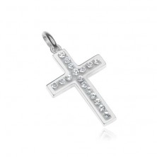 Ciondolo d'argento 925 - piccola croce incrostata con zirconi, base bianca