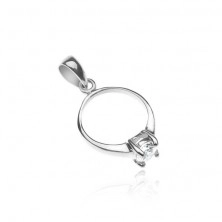 Ciondolo in argento - piccolo anello di fidanzamento con zircone