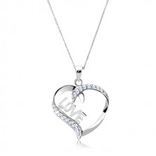 Collana d'argento 925 - linea di cuore con scritta LOVE