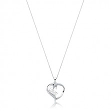 Collana d'argento 925 - linea di cuore con scritta LOVE