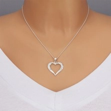 Collana in argento 925 - siluetta brillante più ampia di cuore