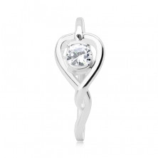 Anello in argento 925 - siluetta di cuore incrociata con zircone