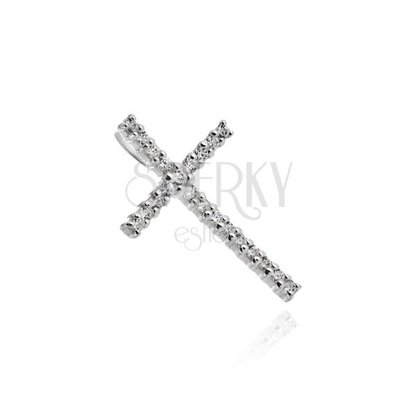 Ciondolo d'argento 925 - grande croce brillante in zirconi