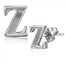 Orecchini in acciaio - lettera Z, a bottone