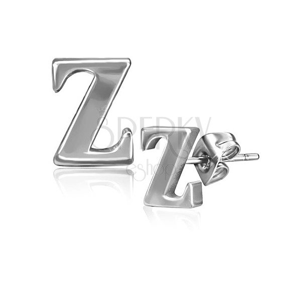 Orecchini in acciaio - lettera Z, a bottone