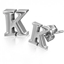 Orecchini in acciaio - forma di lettera K, chiusura a farfalla
